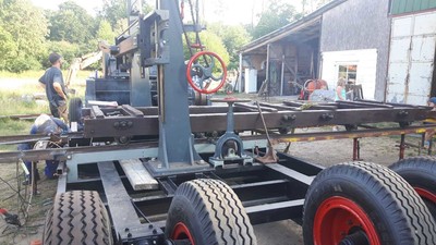 Gattersäge der Oldtimerfreunde Probstei im Aufbau Mitte 2018