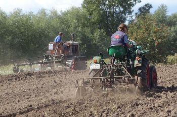 Pressdrescher Buschhoff Dreaschkasten Dreschkasten "Pressdrescher mit Ferneinleger" Firma Buschhoff von 1955 auf dem Ostsee Traktorentreffen in Krokau