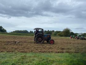 Traktor mit Eggen und Grubber